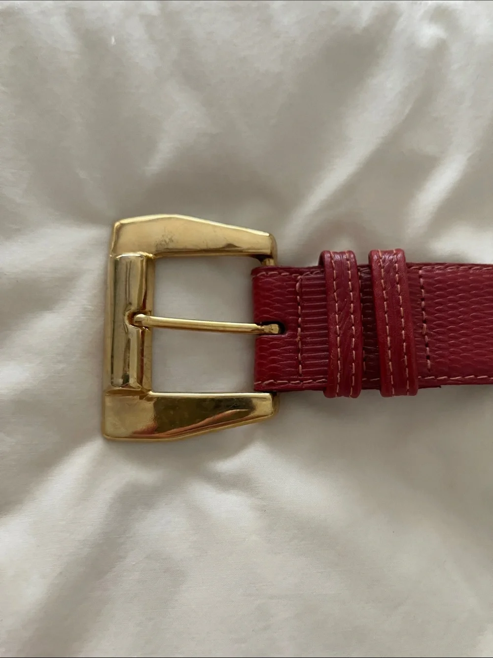 Cipriani Classic Red Leather Belt with Gold Buckle